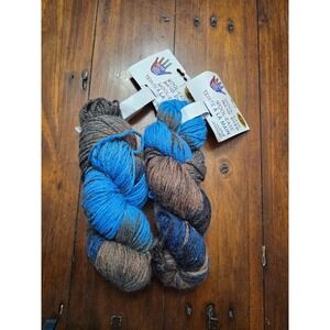 Lion Brand Yarn 2 Skeins Blue Raspberry Acrylic Wool Blend